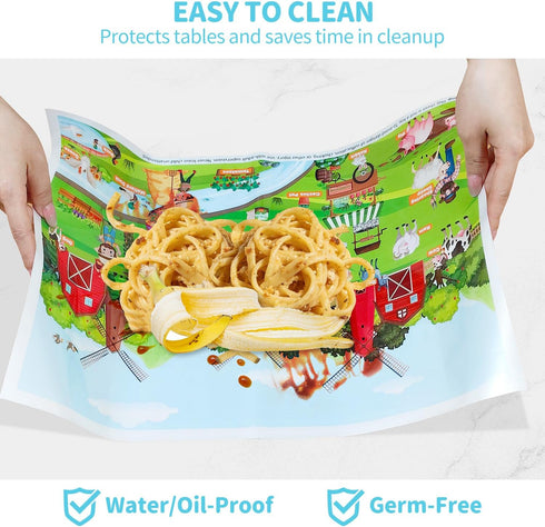 LeafEase 5 40-Pack, 12x18 Inches Disposable Placemats for Baby & Toddler, Place Table Mats Travel Eating Essential