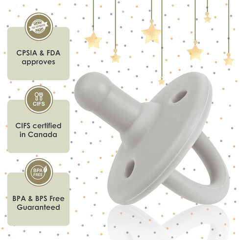 Sweet Child Pacifiers Set of 6, 0-18 Months, Ultra-Light Silicone Binkies with Collapsible Handle & 3 Air Holes