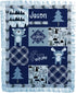 Baby Blankets with Name and Year (Blue, 30x40) Woodland Animals Bear Adventure for Newborn Baby Room Nursery Christening