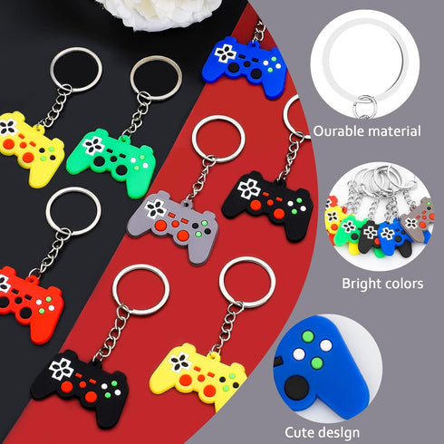30PCs Video Game Party Favors Keychains - Game Controller Keychains for Boys and Girls Birthday Goodie Bag Fillers