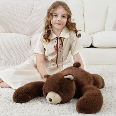24 Inch 4 Cozy Weighted Bear Stuffed Animal Brown Bear Plush Toy Pound Soft Fur Long Arms Hugging Toy Gift for Kids