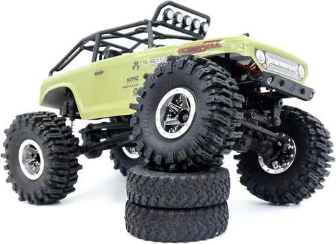 HOBBYSOUL 1.0 Mud Slingers Tires 64 * 25mm Super Soft Sticky Crawler Tires for RC 1/24 AX24 SCX24 FCX24 1/18 TRX4M