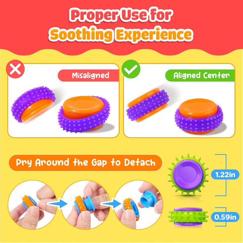 9 Pack LESONG Fidget Sensory Toys for Kids: Quiet Textured Finger Spinner Toys - Sensory Texture Stress Toys for Kids