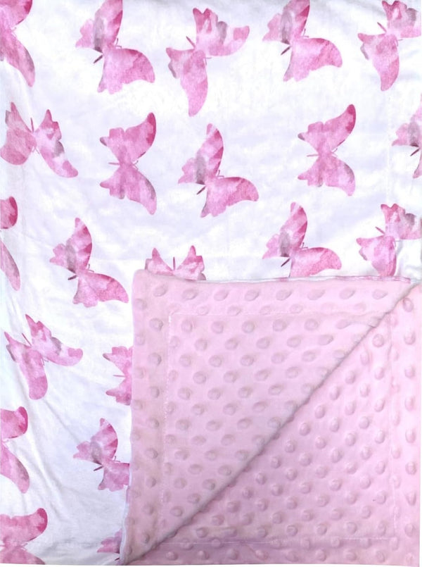 Citihomy Baby Blanket for Girls Butterfly Pink Minky Super Soft Double Layer Receiving