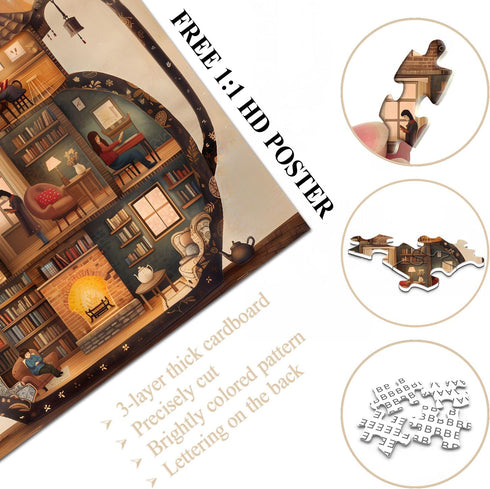 PICKFORU 1000 Teapot Library Puzzles for Adults Pieces, Vintage Bookshelf Book Puzzles Room Art, Difficult Unique
