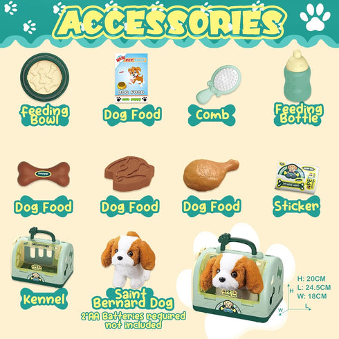 Set 12Pcs 3 4 5 6 7 TEUVO Pet Care Play Robot Dog Toys for Kids, Kids Pretend Play Feeding Walk Bark Puppy Pet Toys