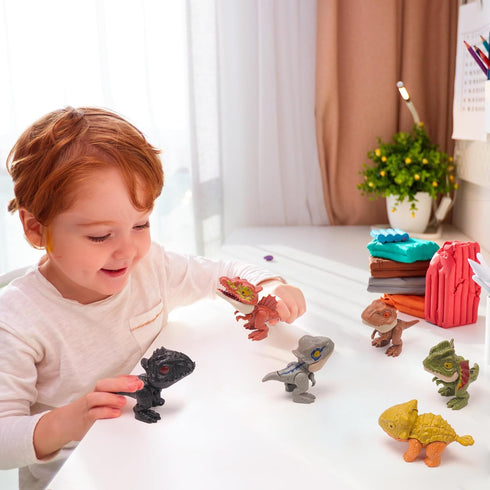6PCS Biting Finger Dinosaurs Toy Collectibles for Display, Play and Snap On Figure Novelty Creative Theater Puppet Doll