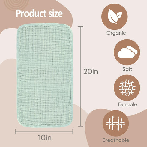 MIGIOL 100% Pack 12. 12 Muslin Burp Cloths Cotton of Soft, Gentle & Absorbent Baby Burp Cloths for Baby Girl & Boys.