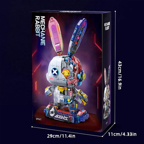 Set Sets 12+, 1377PCS Mechanical Rabbit Building - Punk Style Animal Collection Toy Robot Bunny with LED Light Neon