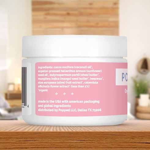 (2 oz) Popped Organic Nipple Butter | Made in the USA | Moisturizing Nipple Cream for Sore, Dry, and Cracked Nipples |