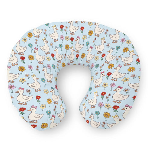 Selgkds Cute Geese Boho Flowers Nursing Pillow Covers Blue Spring Ducks Floral Soft