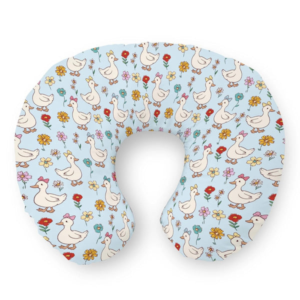 Selgkds Cute Geese Boho Flowers Nursing Pillow Covers Blue Spring Ducks Floral Soft