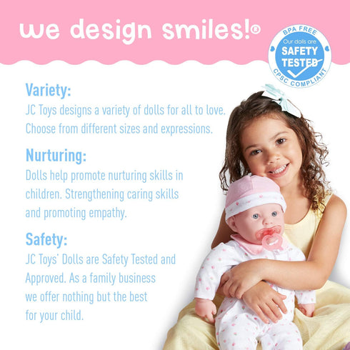 JC Toys Caucasian 20-inch Soft Body Baby Doll | La Baby | Washable with Removable Pink Outfit & Pacifier