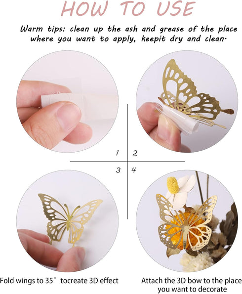 40 PCS Laser 3D Butterfly Cupcake Toppers, Hollow Arts Cake Decorations for Baby Shower Wedding Party Supplies