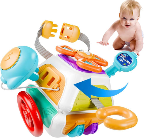 Montessori Busy Cube for Toddlers - Car Travel Toys Activity Cube, Educational Birthday Gifts for 18+ Months