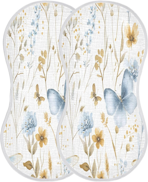 YETTASBIN Butterfly Leaves Muslin Baby Burp Cloth, Super Soft Absorbent Cotton Burp Rag Baby Bibs Feeding Cloth