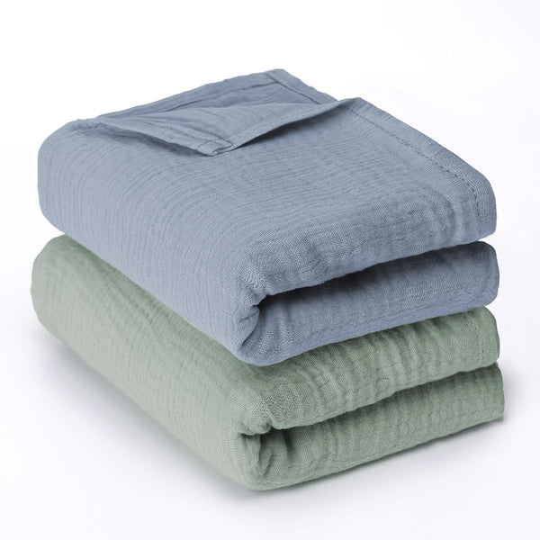 haakaa Muslin Swaddle Blankets, 2-Pack 100% Cotton Double Layer, Breathable Lightweight Receiving