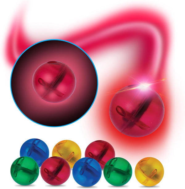 PicassoTiles Motion Activated Marbles 8pc LED Light-Up Glow in The Dark Translucent