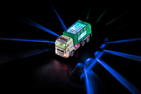 Zetz Brands Toy Garbage Truck for Kids, Battery Operated Automatic Bump & Go Car with 4D Lights and Sounds