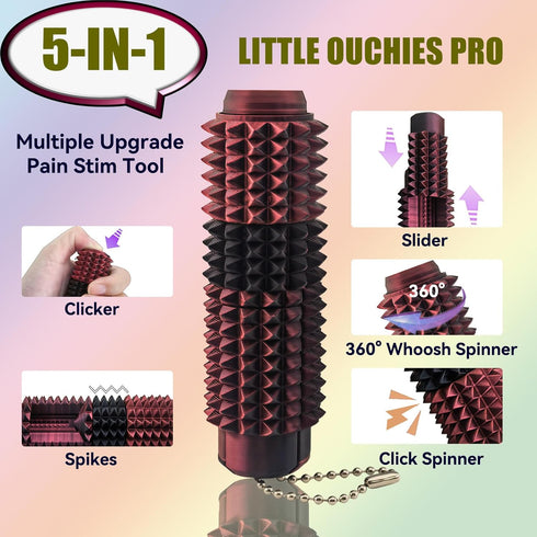 Deiviko 5-in-1 3D Button Clicks, Spinners, Portable Stim Tool, Little Ouchies Design for Stress Relief, Spiky Grippie