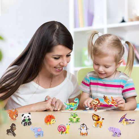 FOIMAS 3D Kids,30 Pack Animal Puzzles for Educational Jungle Animal Puzzle Dinosaur Farm Animals for Kids Classroom
