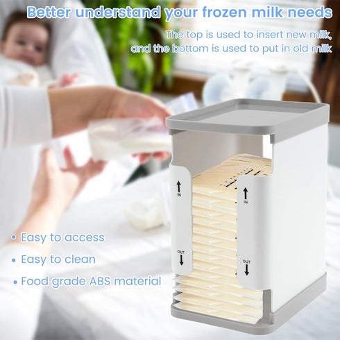 ZJRDYYK 60 OZ Breastmilk Storage Container, Freeze Organizer for Breast Milk Storage Bags, First-in First-Out Breast