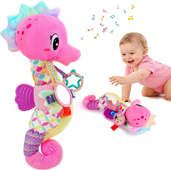 Joosharkidz Baby Girl Toys 0-6 Months Musical Seahorse Stuffed Animal Tummy Time Toys