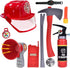 10 PCs Fireman Gear Firefighter Costume Role Play Toy Accessories Set with Helmet and Tools for Kids