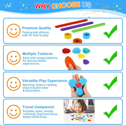 DOSEVENTOY 14Pcs Quiet Fidget Toys for Kids,Silicone SensoryToys,Worry Stones for Anxiety,Fidgets for Classroom,Easter