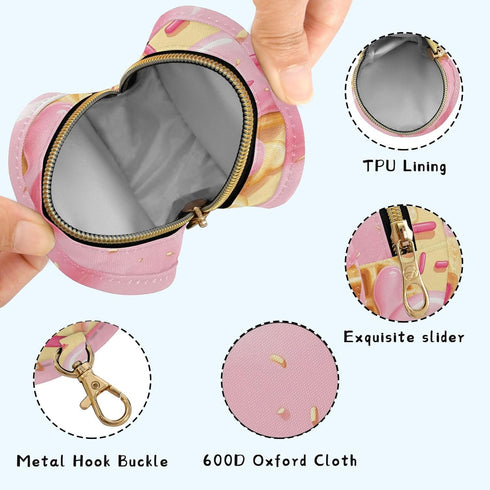 YETTASBIN Waffle Ice Cream Sprinkles Portable Pacifier Holder Case with Metal Hook Buckle & Zipper for Diaper Bag