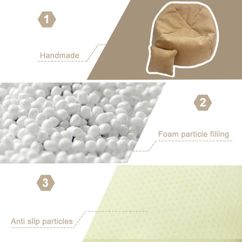 15-17cm Handmade Bean Bag Chair for Doll Seat, Doll Sofa Table Dispaly Accessories (Brown)