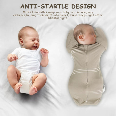 0.5 13-19 lbs, MEXXI Swaddle Baby Sleep Sack with Arms Up, Baby Transitional Swaddle with Double Zipper, TOG, M