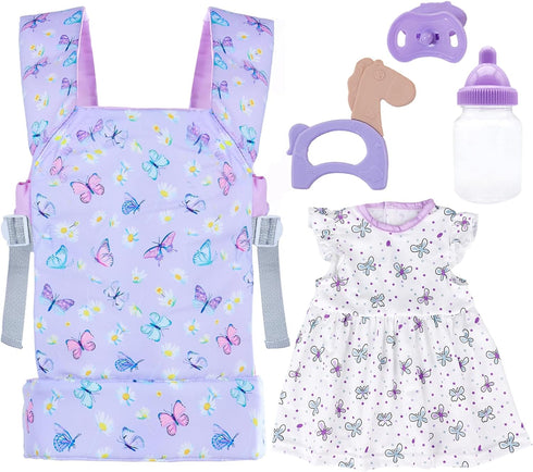 18INDC Baby Doll Carrier with Doll Accessories Doll Carrier for Kids, Reborn Doll