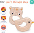 Toys - Bird & Kitten Teethers, 2pc Wooden Teething Toys for Babies, Natural Wood Animal Chew Toy for Sore Gums
