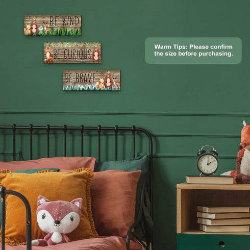 3 11 4 Inch Jetec Pcs Woodland Animal Nursery Decor Safari Wall Art Be Kind Brave Curious Cute Light Brown Nursery