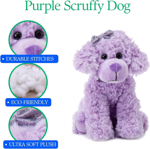 9 Inches The Petting Zoo Scruffy Dog Stuffed Animal, Gifts for Girls, Purple Dog Plush Toy
