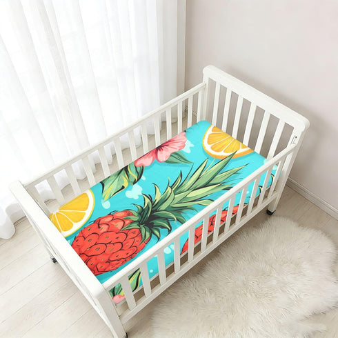Bseiialft 52 28 Pineapple Fruit Teal Crib Sheets for Boys Girls Soft and Breathable Cotton Baby Sheets for Standard