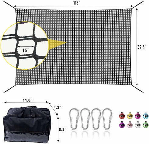 3.3FT 9.9FT Climbing Net for Kids - x Double Layers Heavy Duty Playground Safety Net, Climbing Cargo Net for Tree House