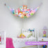 Unicorn Castle Stuffed Animal Net Hammock - Kids Toy Storage with LED Light for Nursery Room Decor
