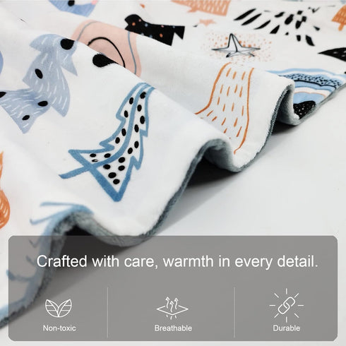 Baby Blanket for Boys Girls (Fox Printed, 30"x40") with Double Layer Dotted Backing Soft Plush Minky Blanket for Toddlers Newborn by NapCure