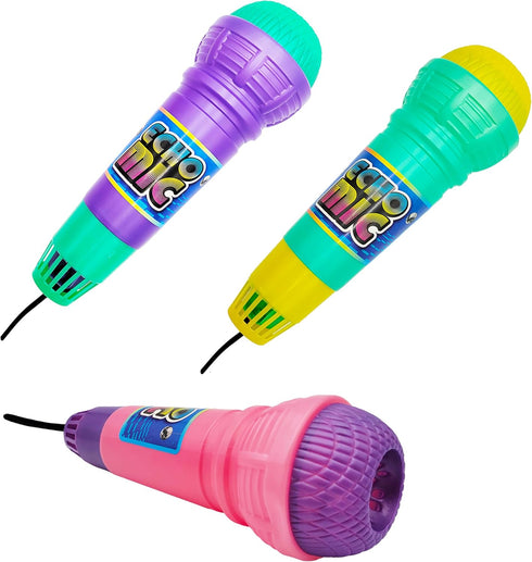 The Dreidel Company Echo Mic, Kids Echo Microphones, Durable Lightweight Fun Play Toys, Music Party Favor (3-Pack)