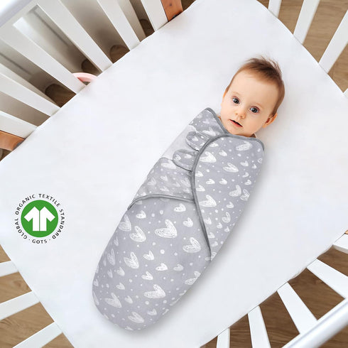 0-3 4 Pack Biloban Baby Swaddles Months for Boy & Girl, Cotton Swaddle Blanket, Newborn Essentials, Lovely Grey Print