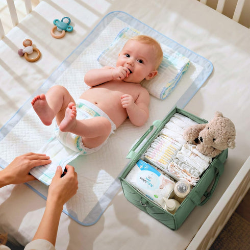 VKSAO Baby Essentials Diaper Caddy Organizer Portable Storage Basket with Shoulder Strap & Stroller Hooks, Splashproof