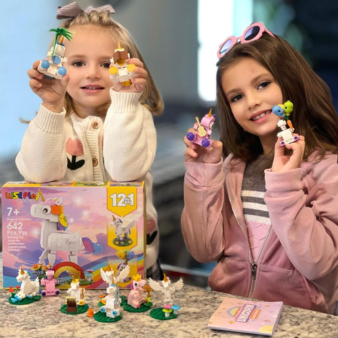 WISEPLAY Unicorn Building Block Set - 12 in 1 Unicorn Toys for Girls Age 6-8