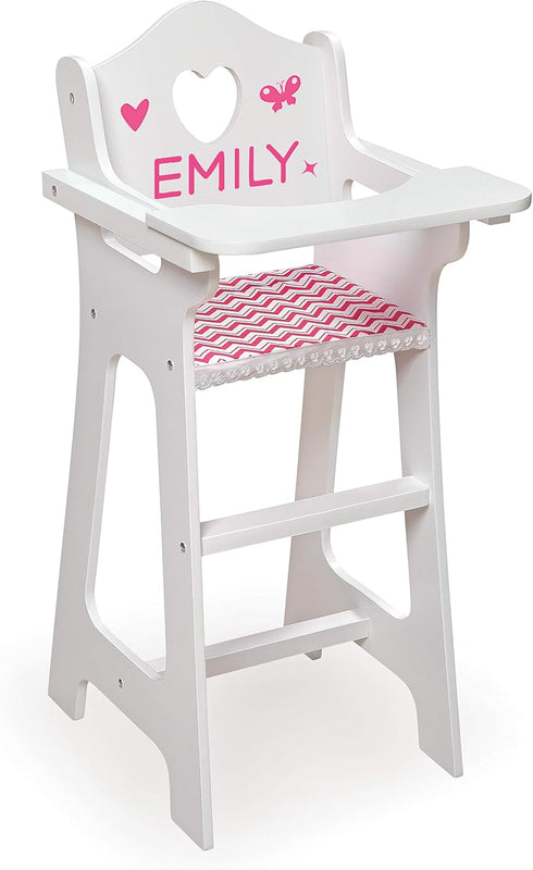 Toy Doll High Chair with Accessories by Badger Basket for 18 inch Dolls
