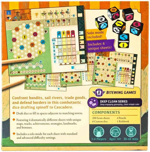 Cascadito Roll & Write Board Game for 1-4 Players - Challenging, Combotastic, Clever - Draft Dice to Protect The Kingdom - Designed by Acclaimed Designer Dr. Reiner Knizia