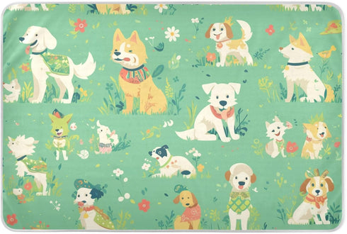 miaozhen Cartoon Dog Mint Green Changing Pad Covers Water Resistant Bed Wetting Sheet