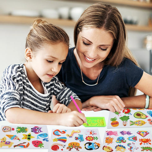 60pcs 5D 4-6 6-8 8-12 GWAHSA Diamond Art Stickers Arts and Crafts Creative Gem Art Paint by Number Kits for Kids Ages