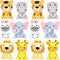 12 Pcs Mini Safari Stuffed Animals Bulk 4" Jungle Plush Toys Giraffe