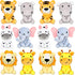 12 Pcs Mini Safari Stuffed Animals Bulk 4" Jungle Plush Toys Giraffe